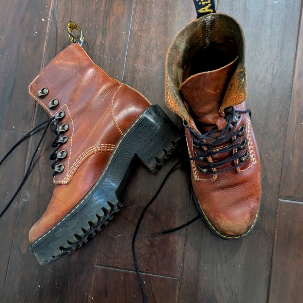 Dr. Martens Brown Leather Combat Boots